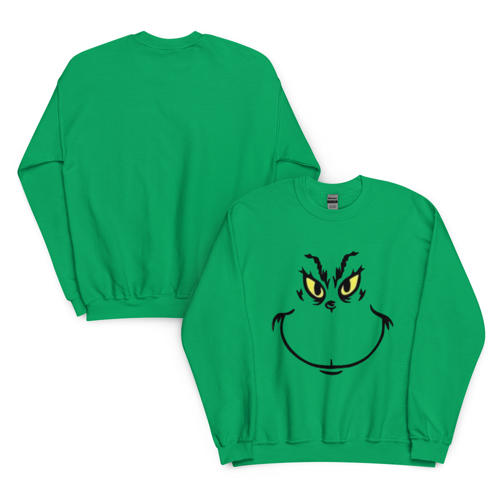 Grinch Face Unisex Crewneck Sweatshirt | Cozy Holiday Pullover
