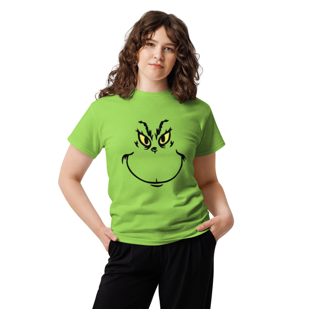 Grinch Face Unisex Classic Tee | Festive Holiday T-Shirt
