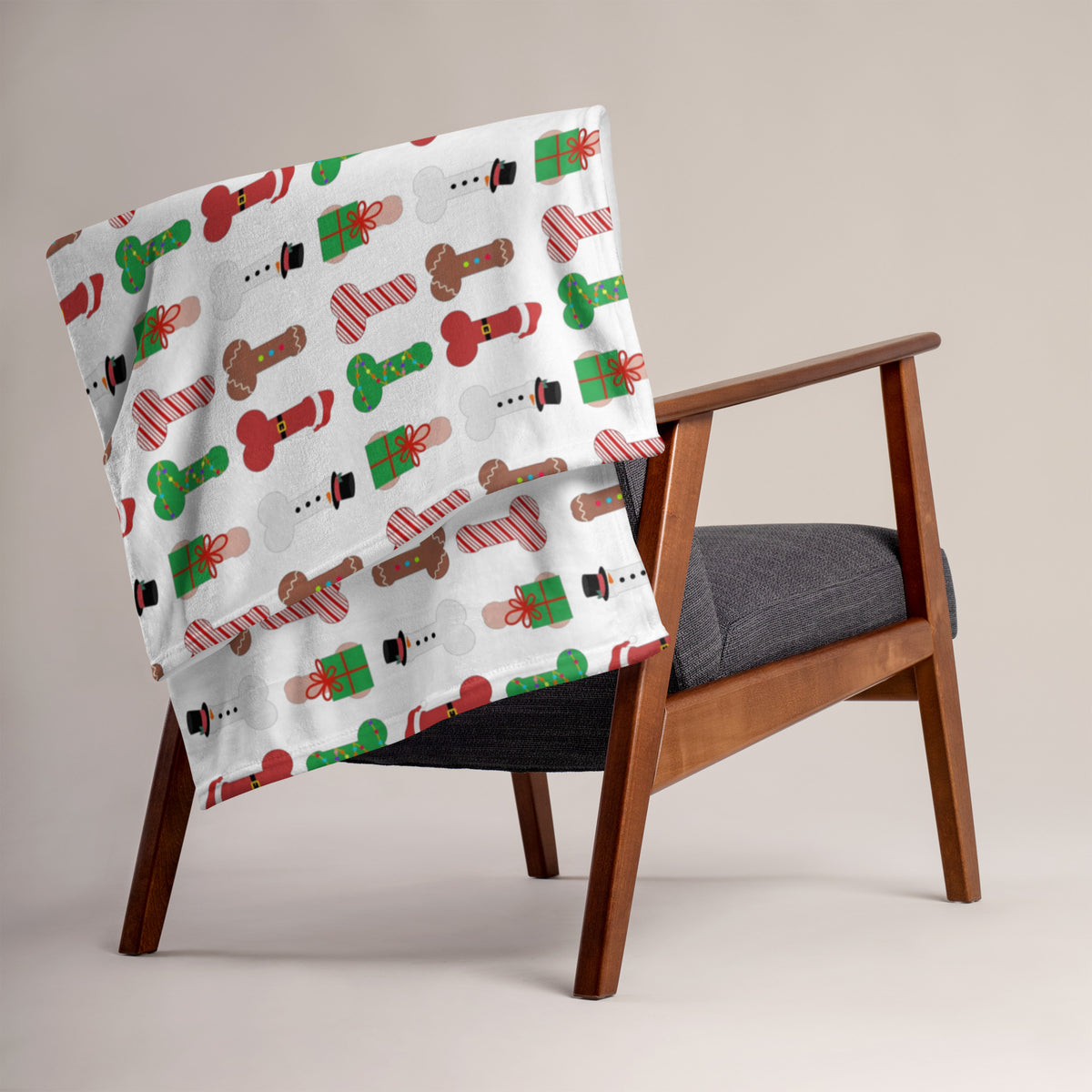 Festive Phallus Holiday Fleece Blanket