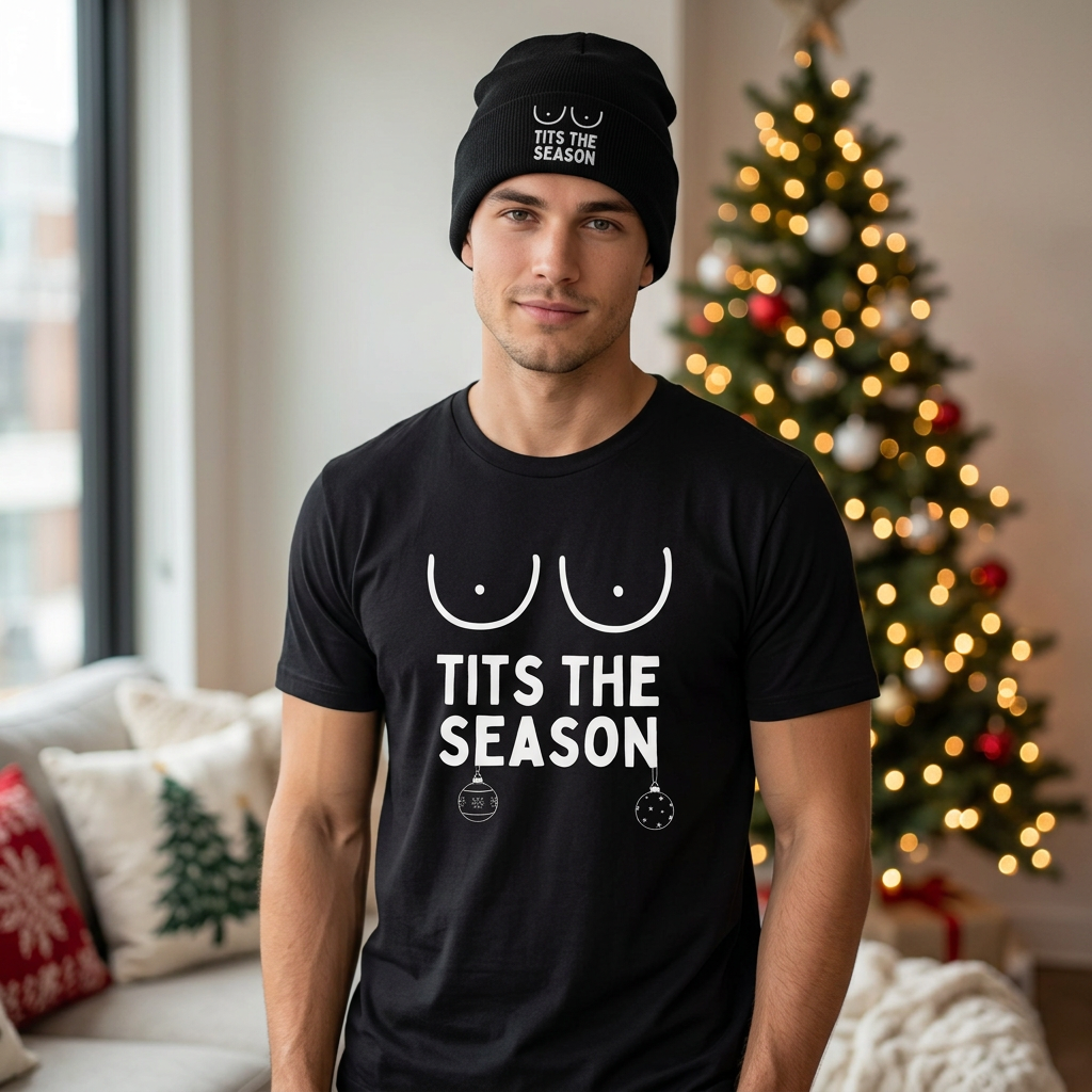 "Tits The Season" Funny Men's Christmas Graphic Tee