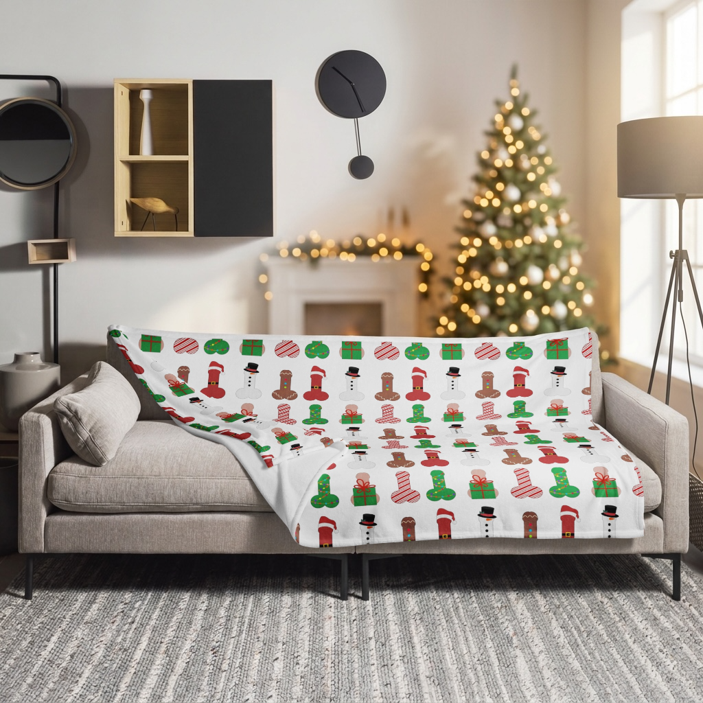 Festive Phallus Holiday Fleece Blanket