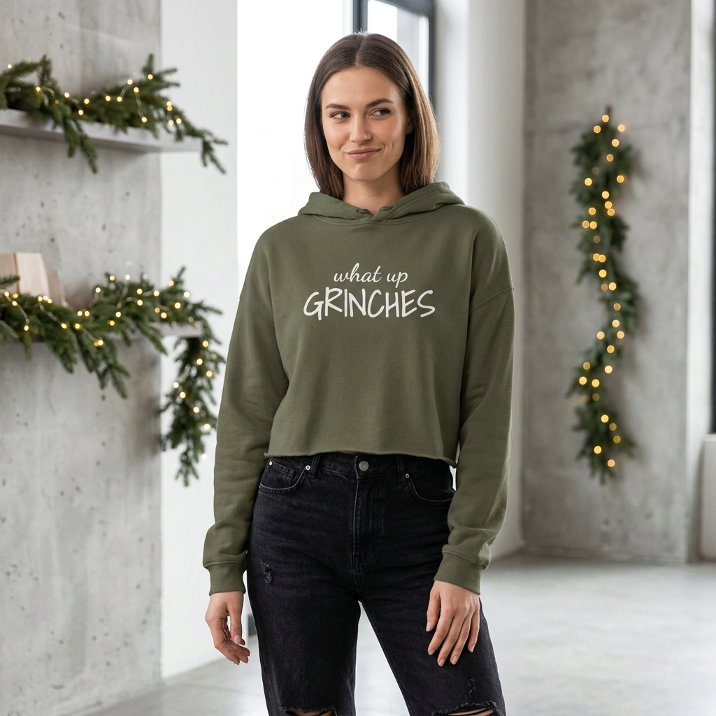 Women's "What Up Grinches" Cropped Hoodie
