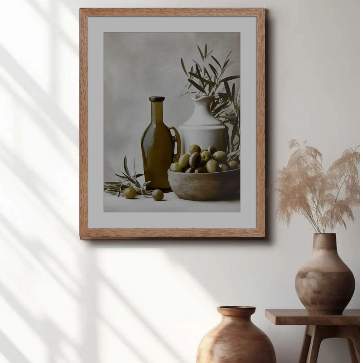 Mediterranean Olive Still Life Framed Print | Rustic Kitchen Wall Art Decor